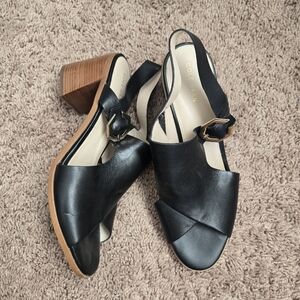 Cole Haan Women's Black Leather Slingback Sandals